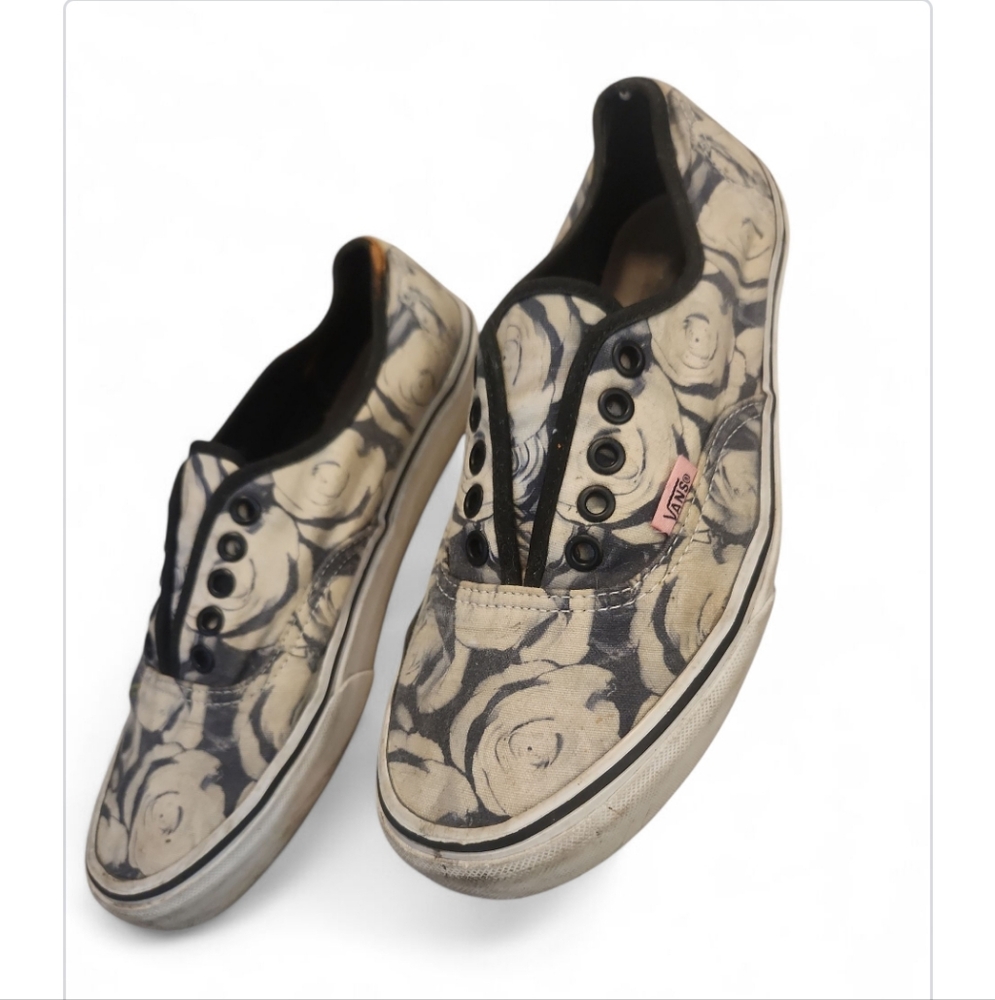 Vans Kids Floral Canvas Sneakers - Black and Tan